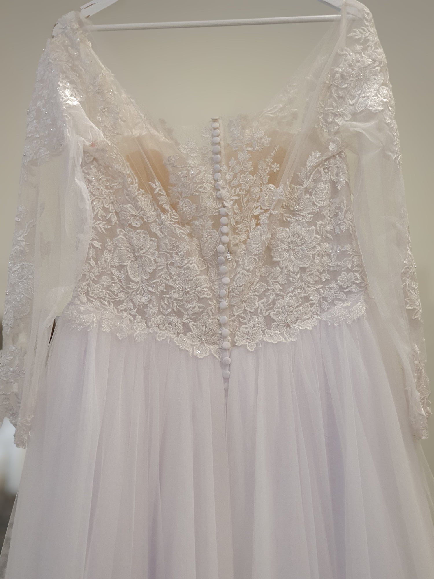 Long Sleeve Lace & Tulle A-Line Gown