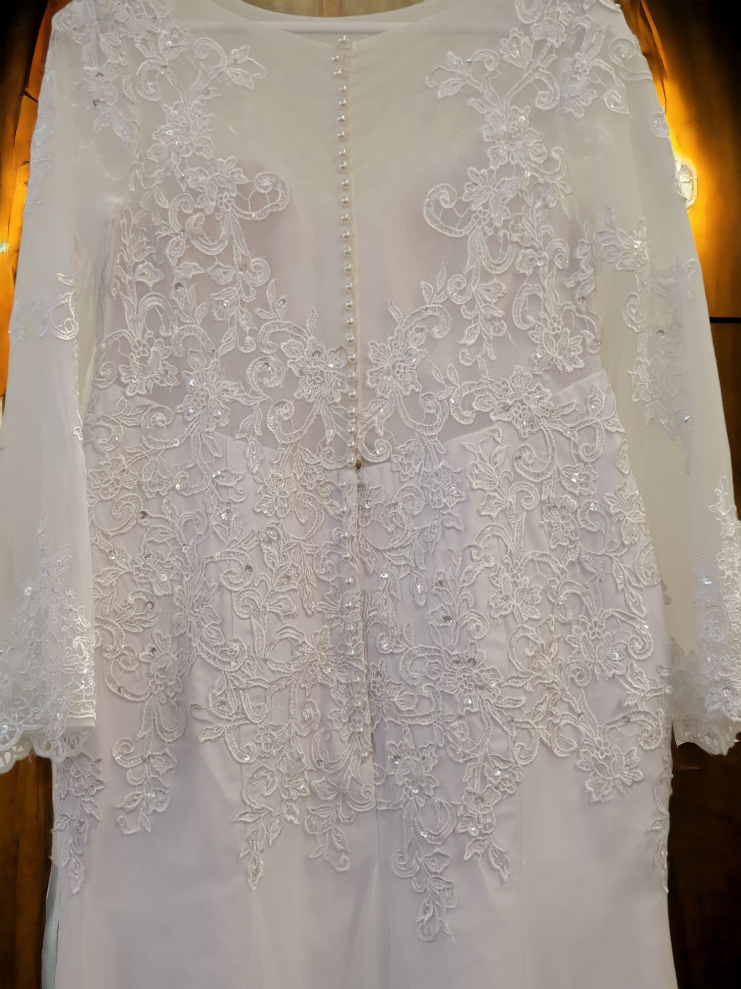 Fit and Flare Lace Gown with Sleeves