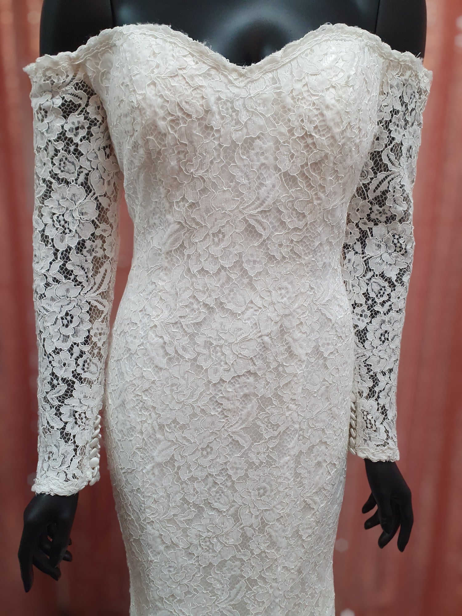 Diana Off Shoulder Long Sleeve Lace Gown