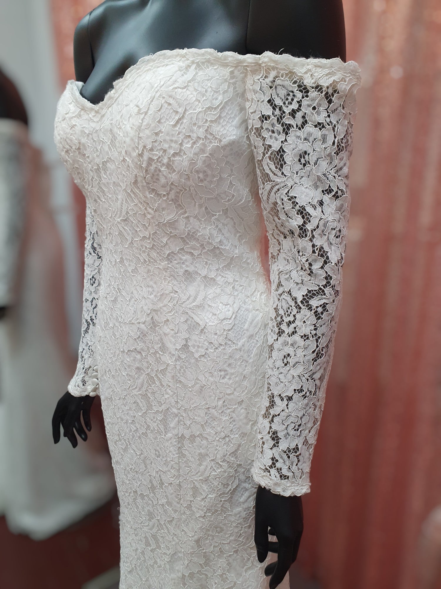Diana Off Shoulder Long Sleeve Lace Gown