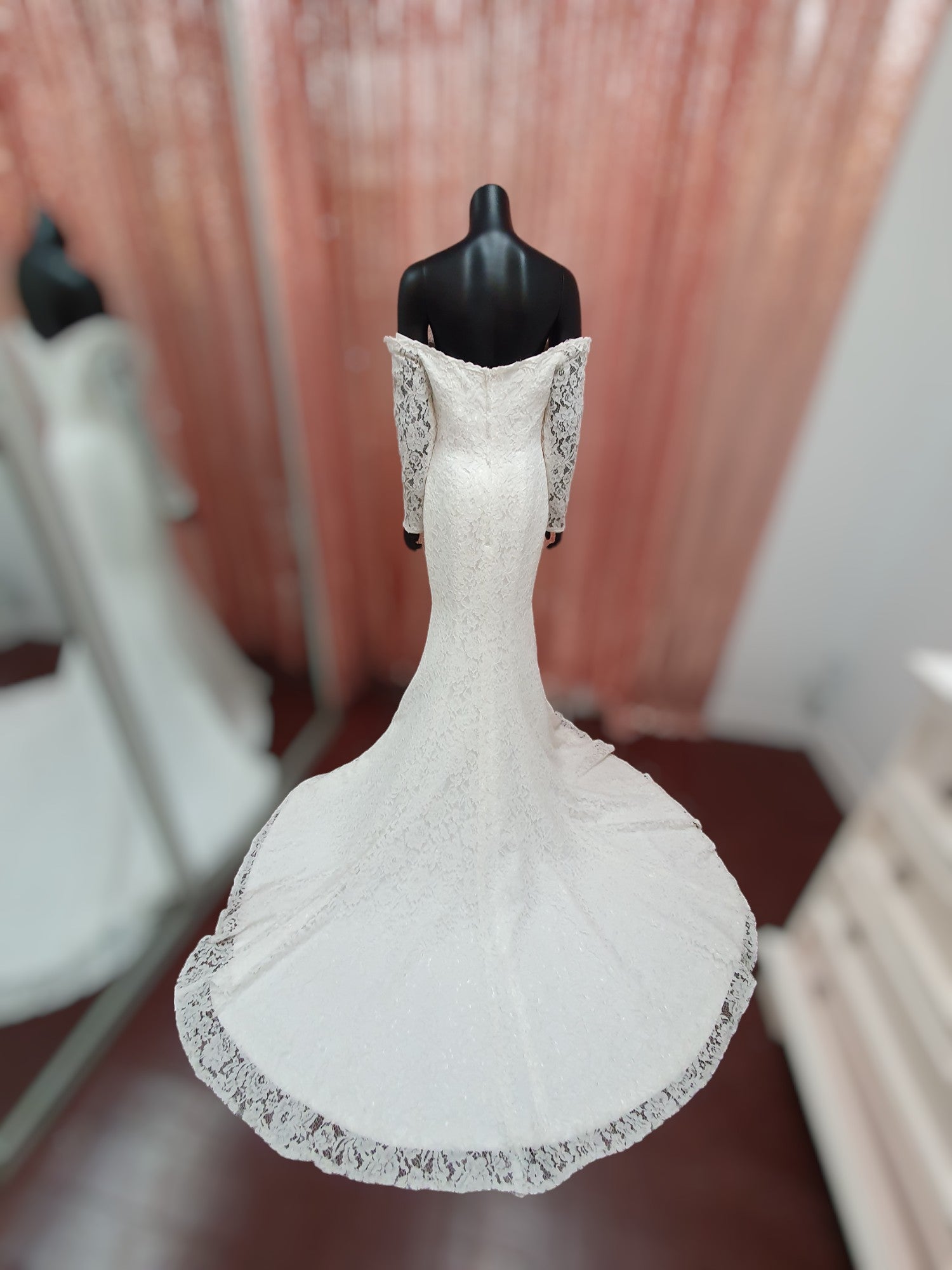 Diana Off Shoulder Long Sleeve Lace Gown