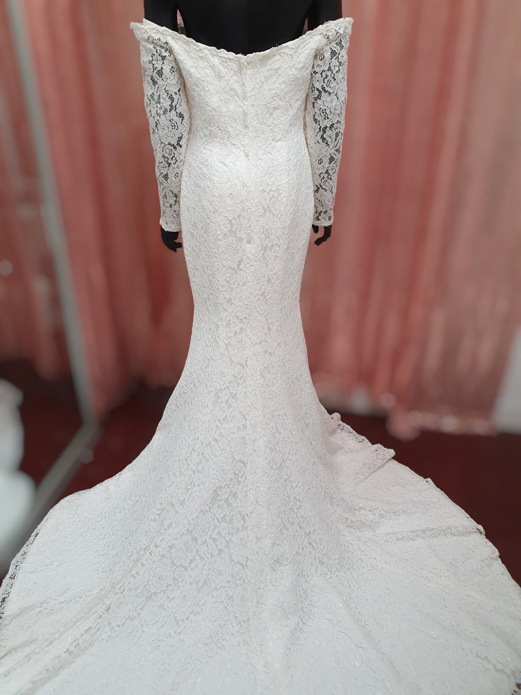 Diana Off Shoulder Long Sleeve Lace Gown