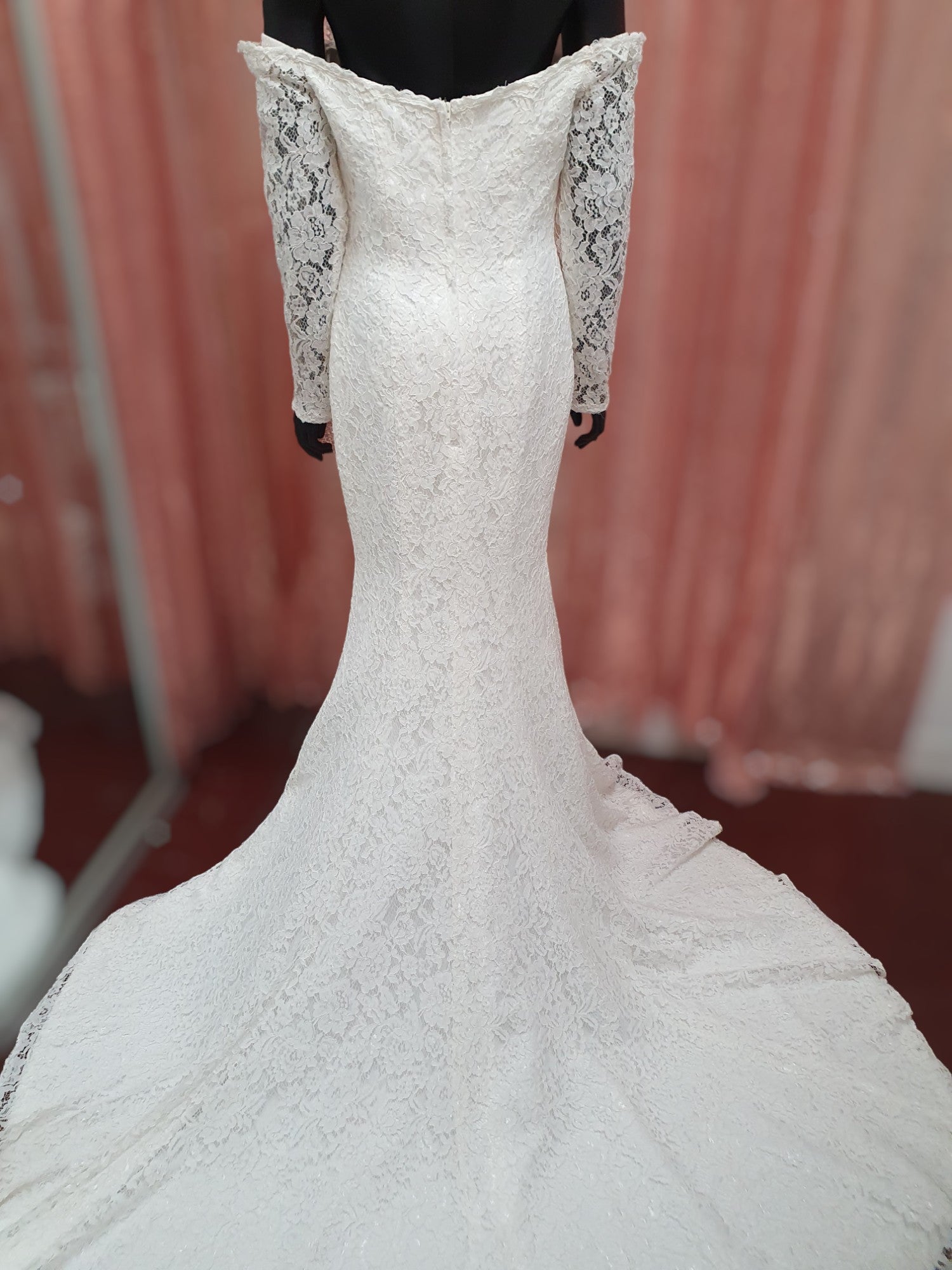 Diana Off Shoulder Long Sleeve Lace Gown