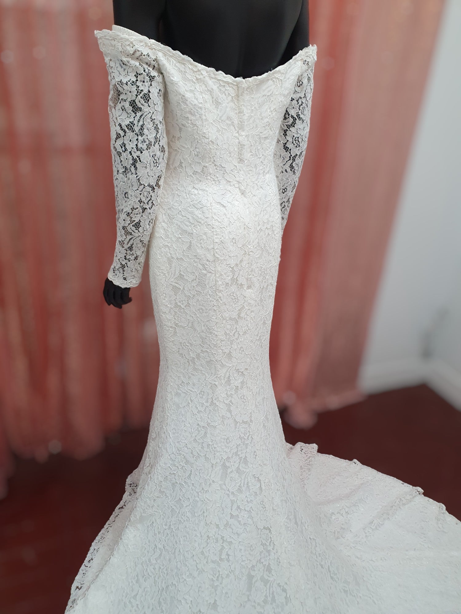 Diana Off Shoulder Long Sleeve Lace Gown