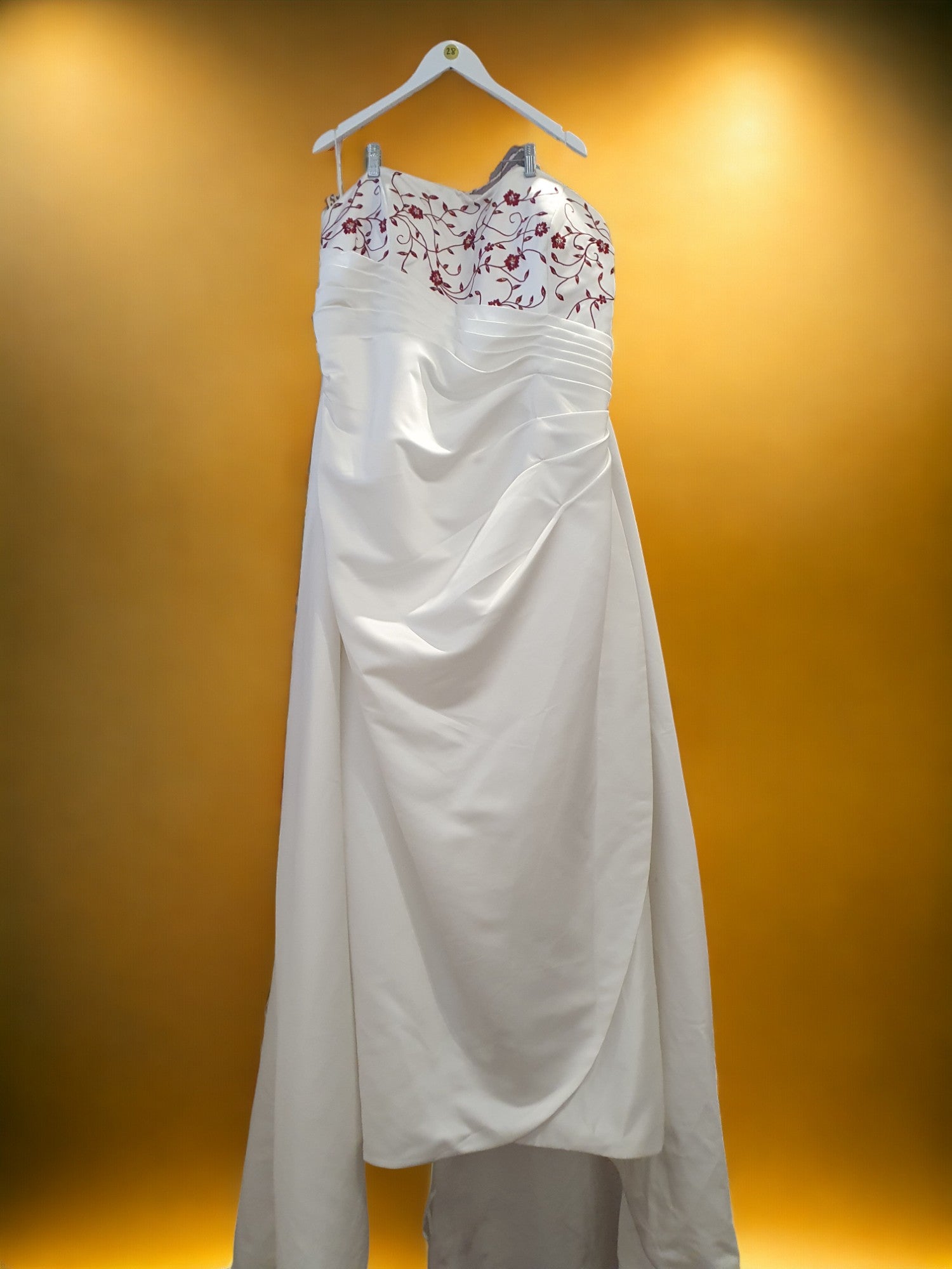 Burgundy Embroidered Strapless Gown