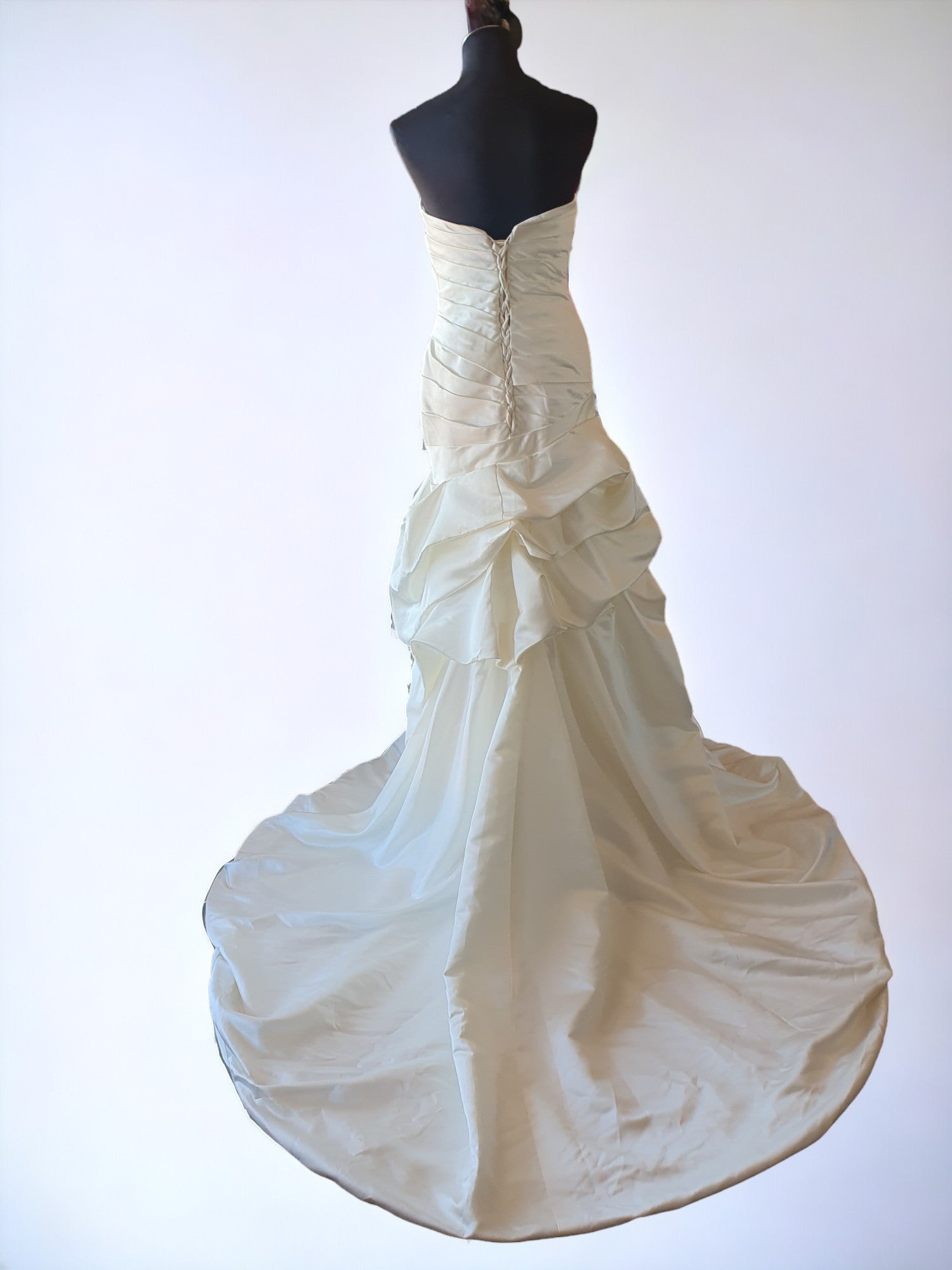 Strapless Cream Gown with Embroidered Florals