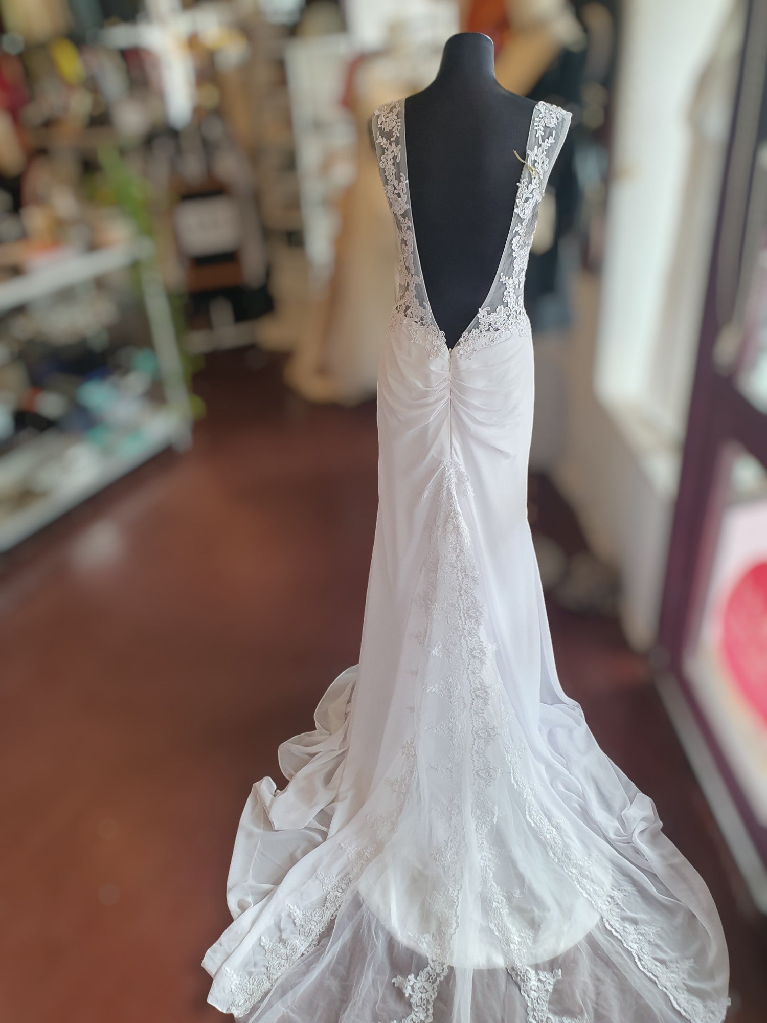 White Fitted Crepe Gown