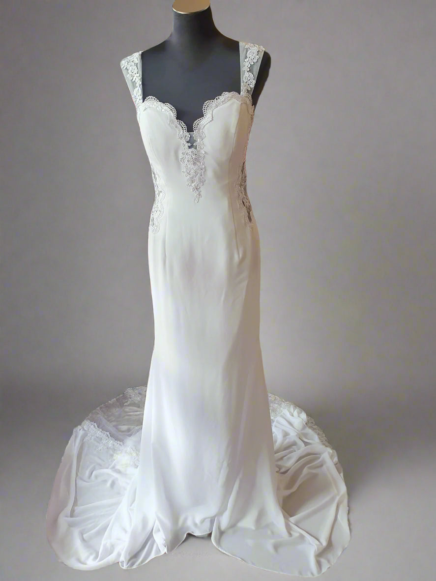 White Fitted Crepe Gown