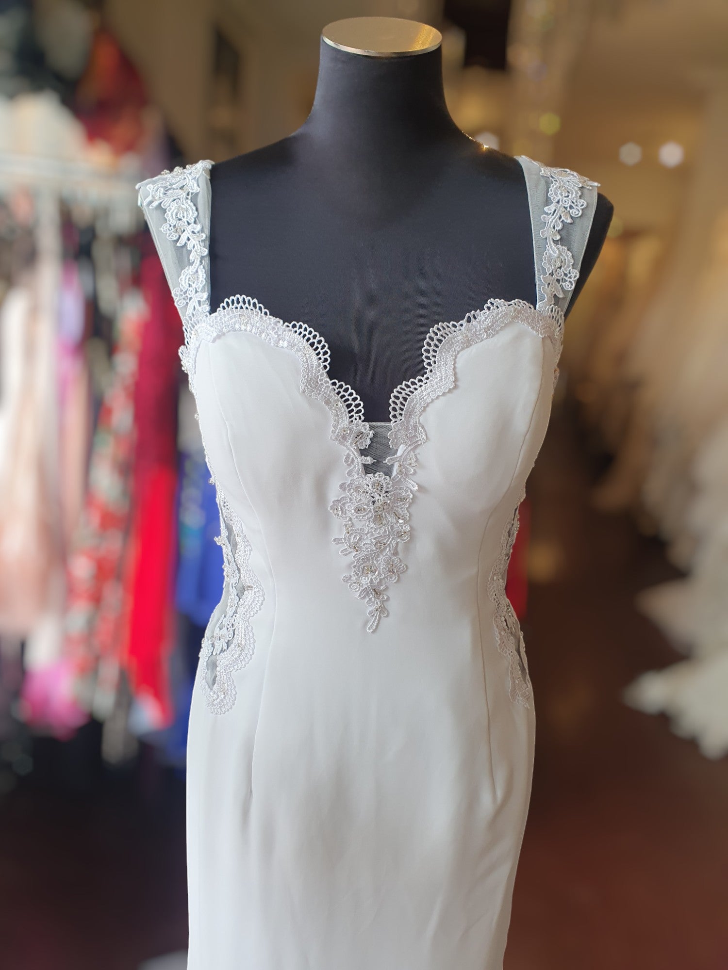 White Fitted Crepe Gown