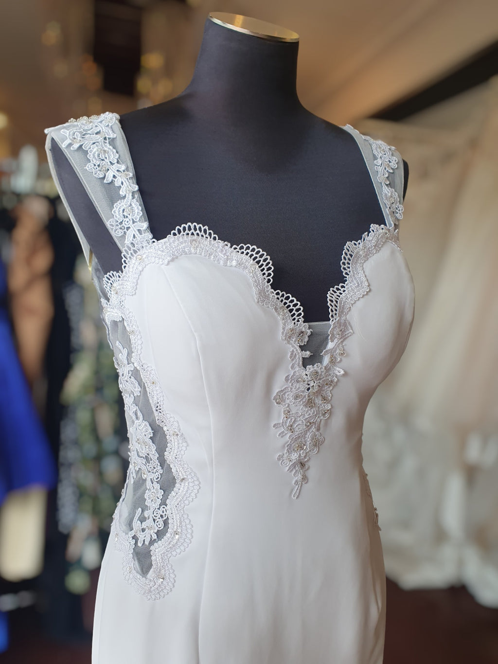 White Fitted Crepe Gown