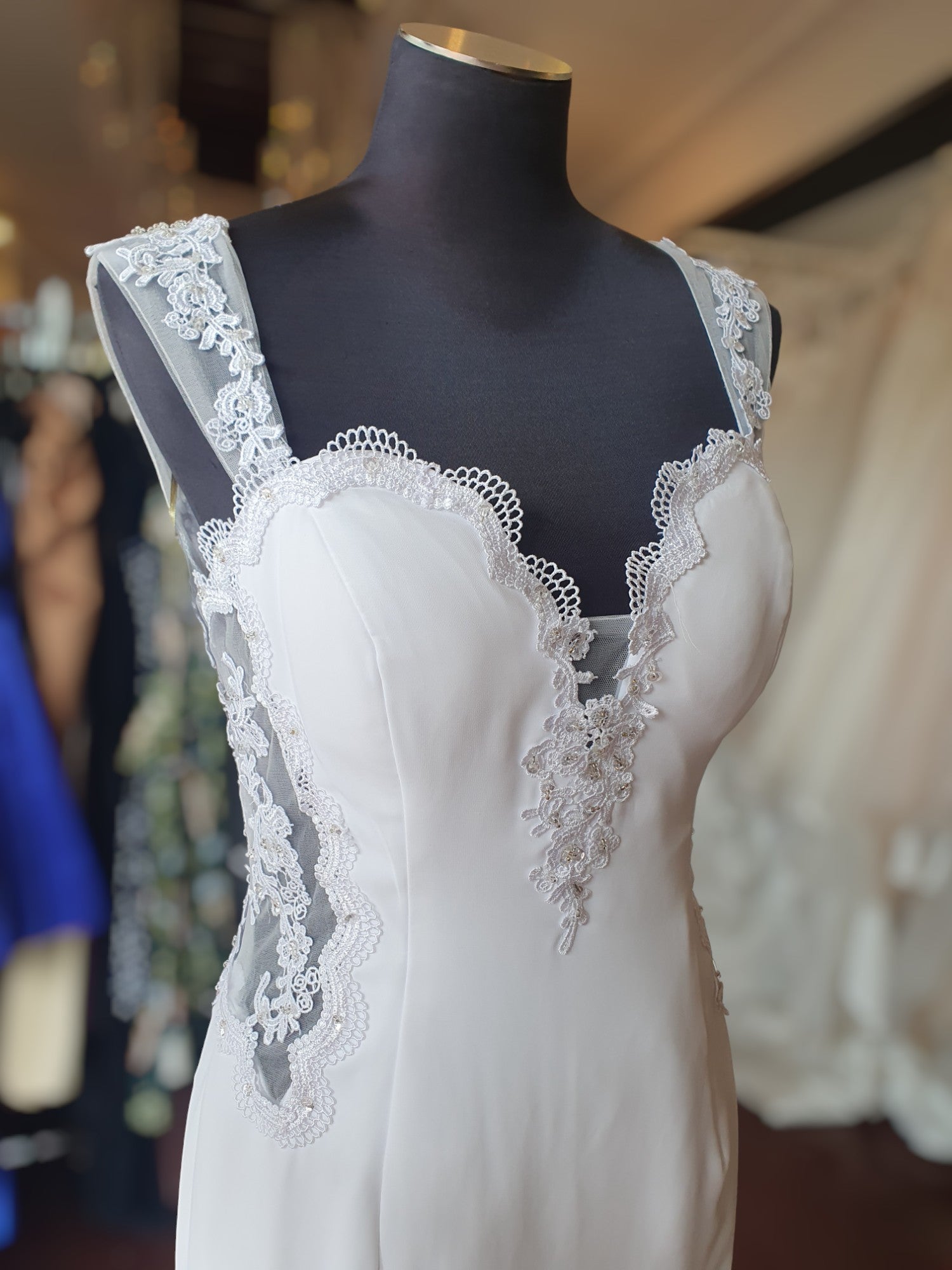 White Fitted Crepe Gown