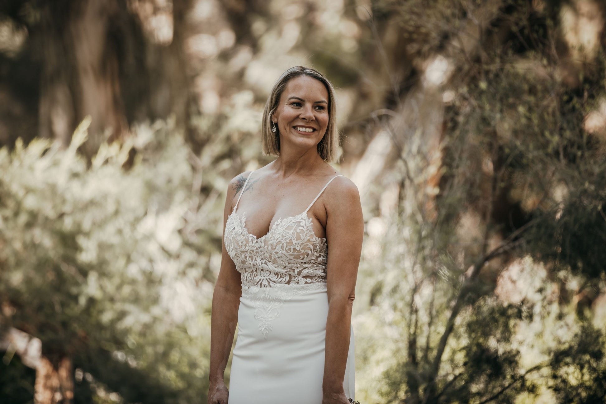 Crepe & Lace Fit & Flare Gown
