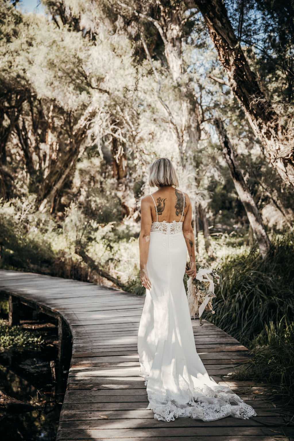 Crepe & Lace Fit & Flare Gown