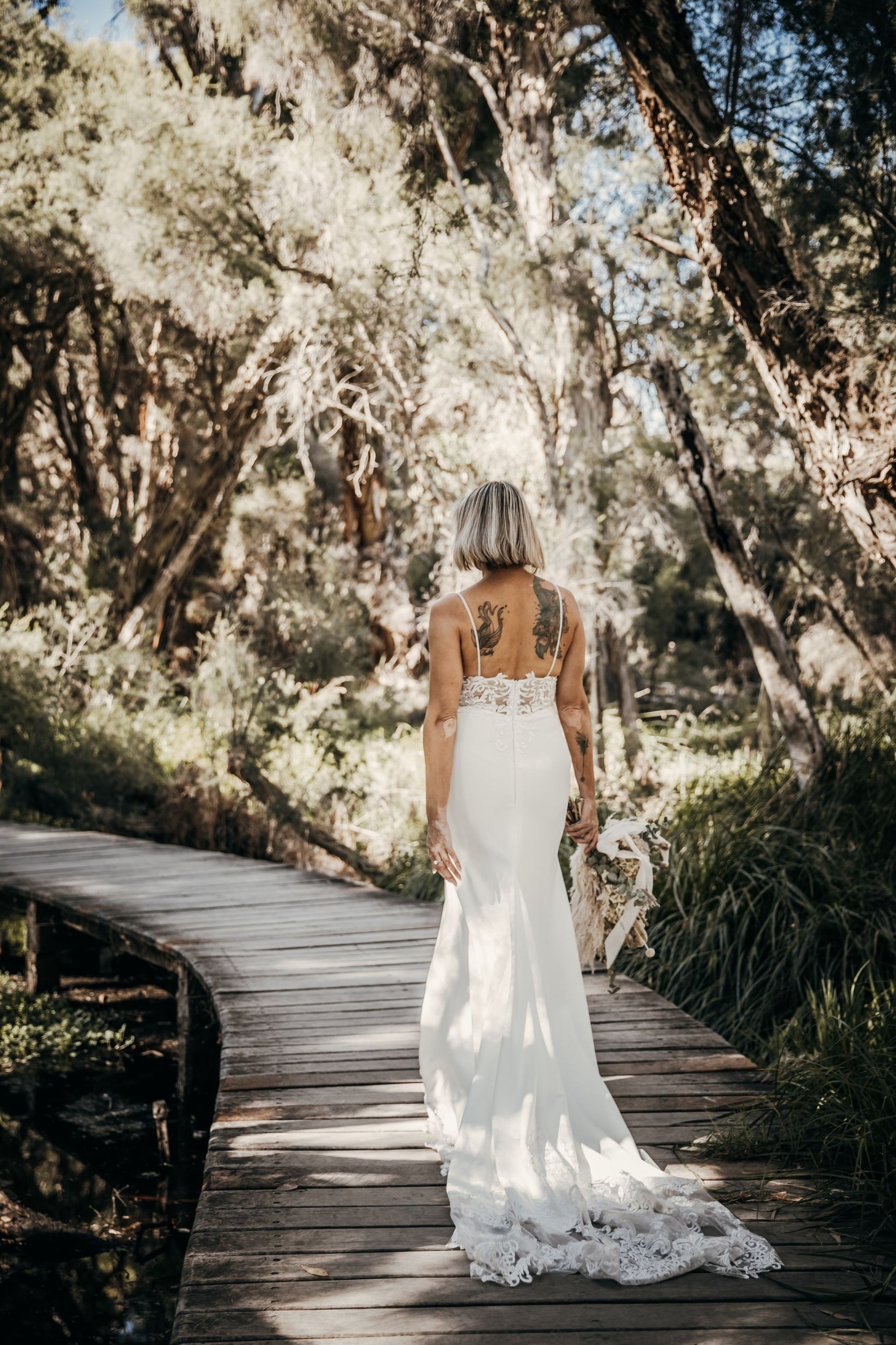 Crepe & Lace Fit & Flare Gown