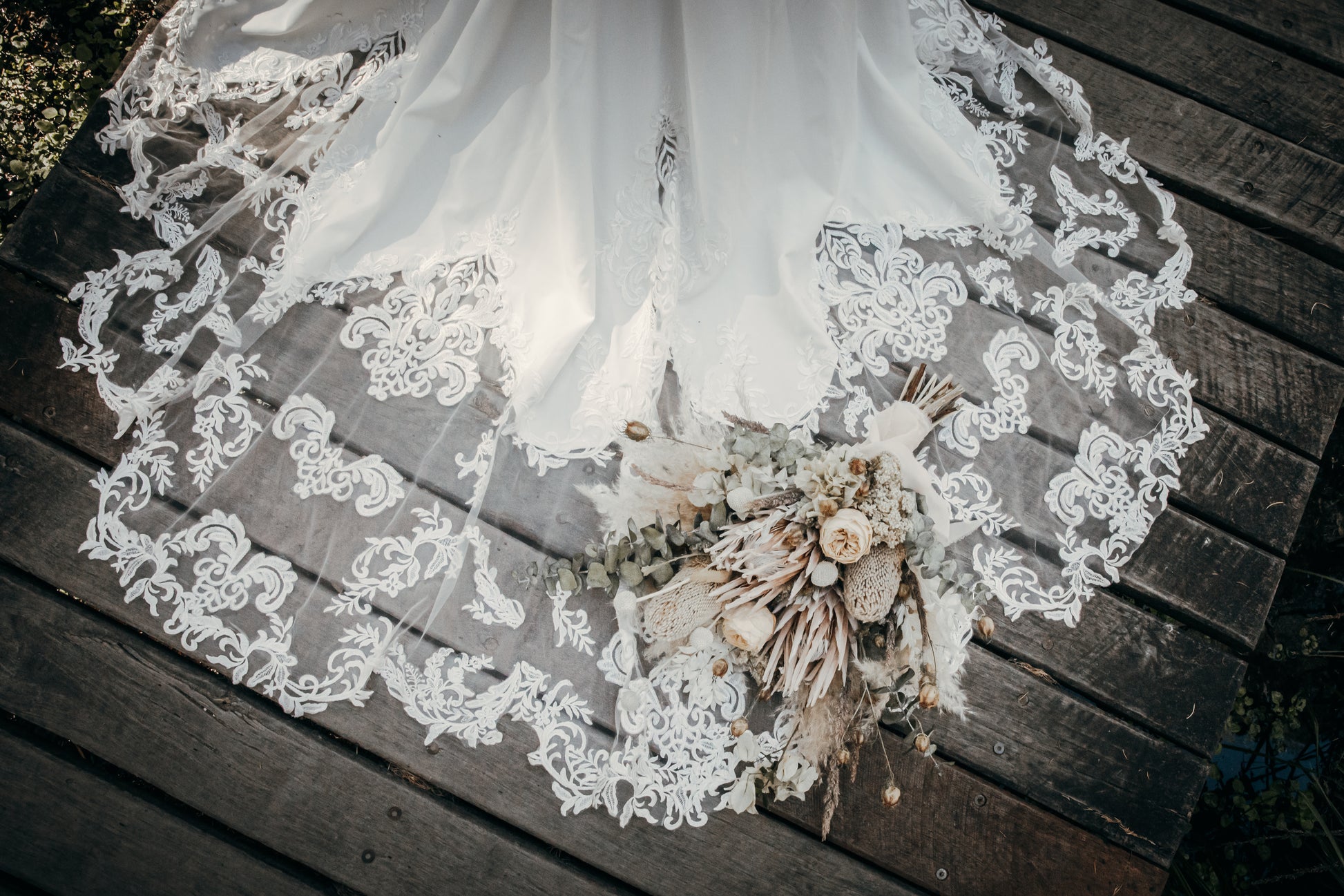 Crepe & Lace Fit & Flare Gown