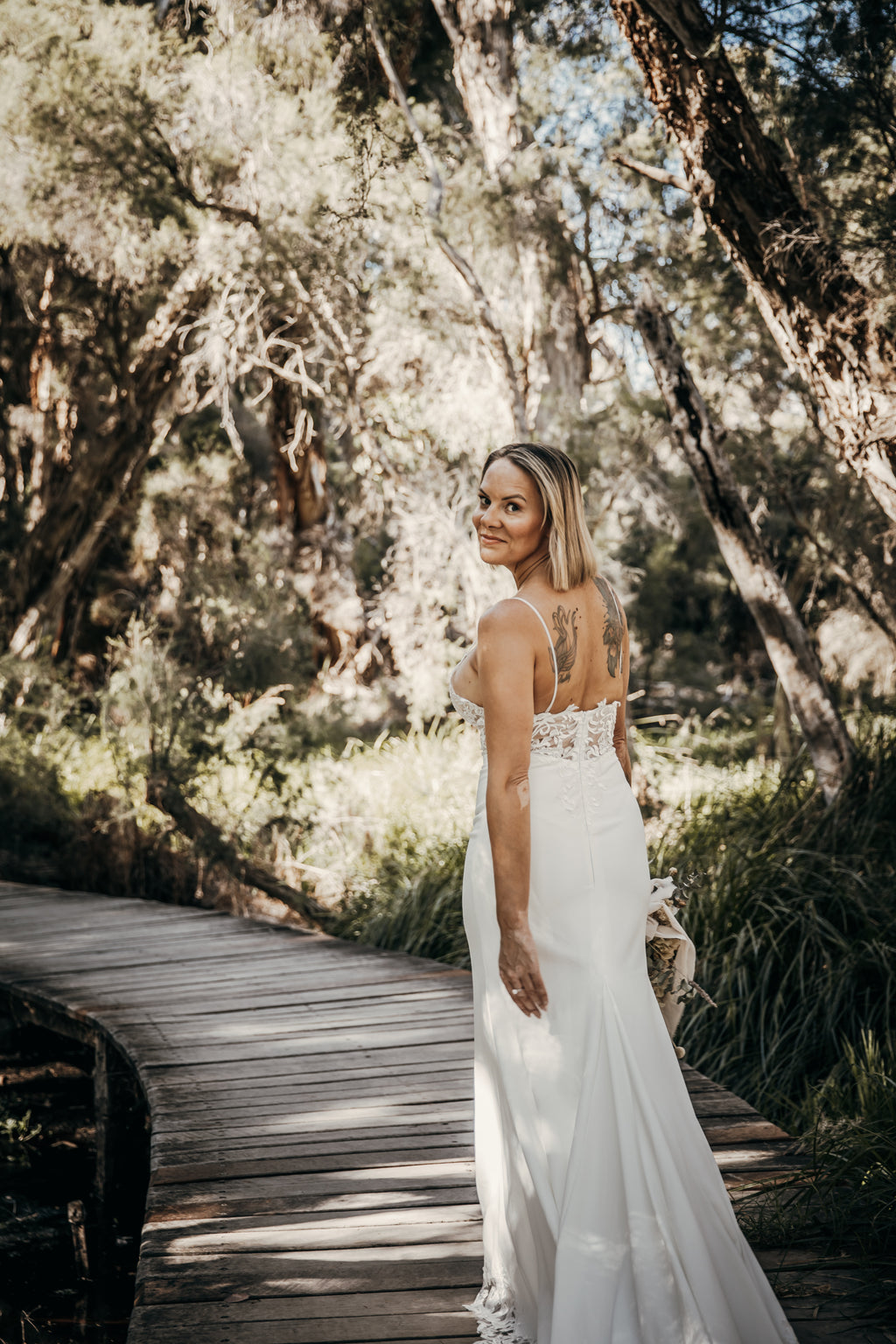 Crepe & Lace Fit & Flare Gown