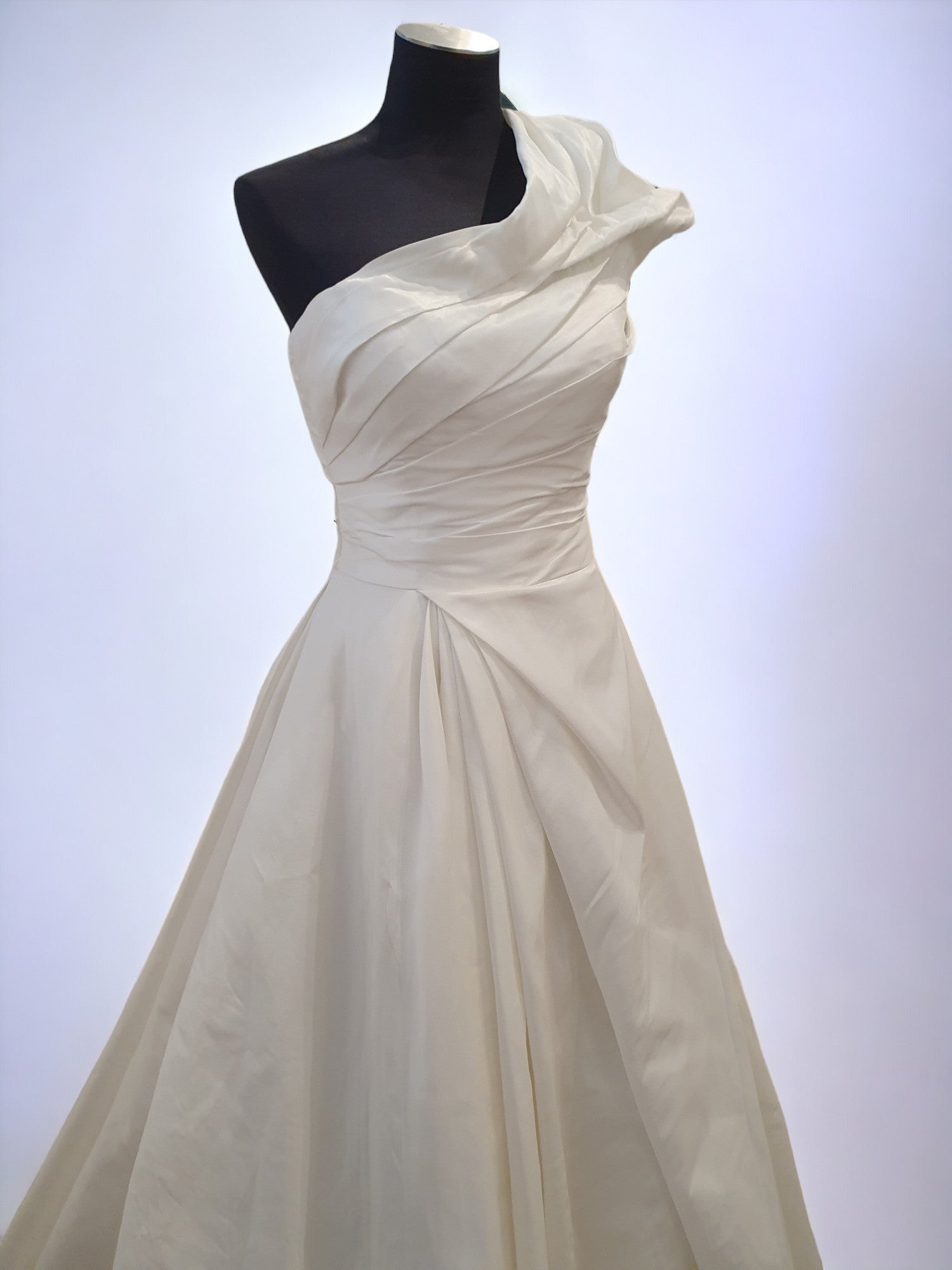 Dion for Brides Ivory Satin One Shoulder Gown