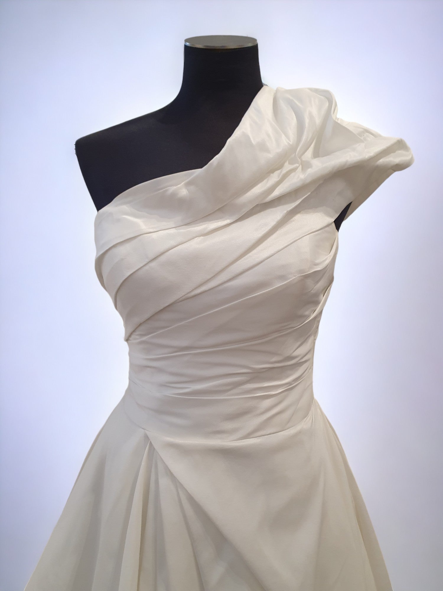 Dion for Brides Ivory Satin One Shoulder Gown