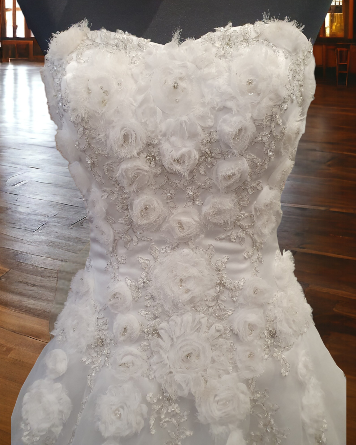Mary's Size 8 Strapless Wedding Dress With 3D Roses