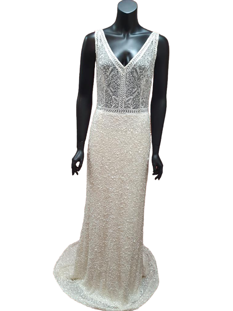Q'nique Elise Beaded & Sequin Gown